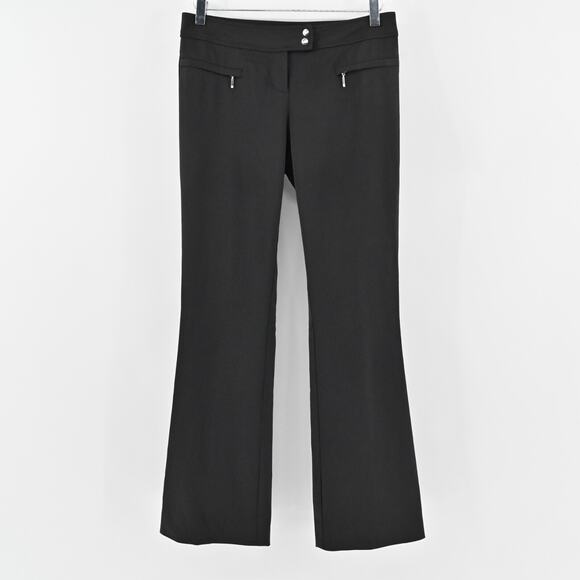 Vtg CACHE Pants Womens Size 2 Black Flare Stretch Zip Pockets Y2k Whimsigoth - Picture 1 of 12